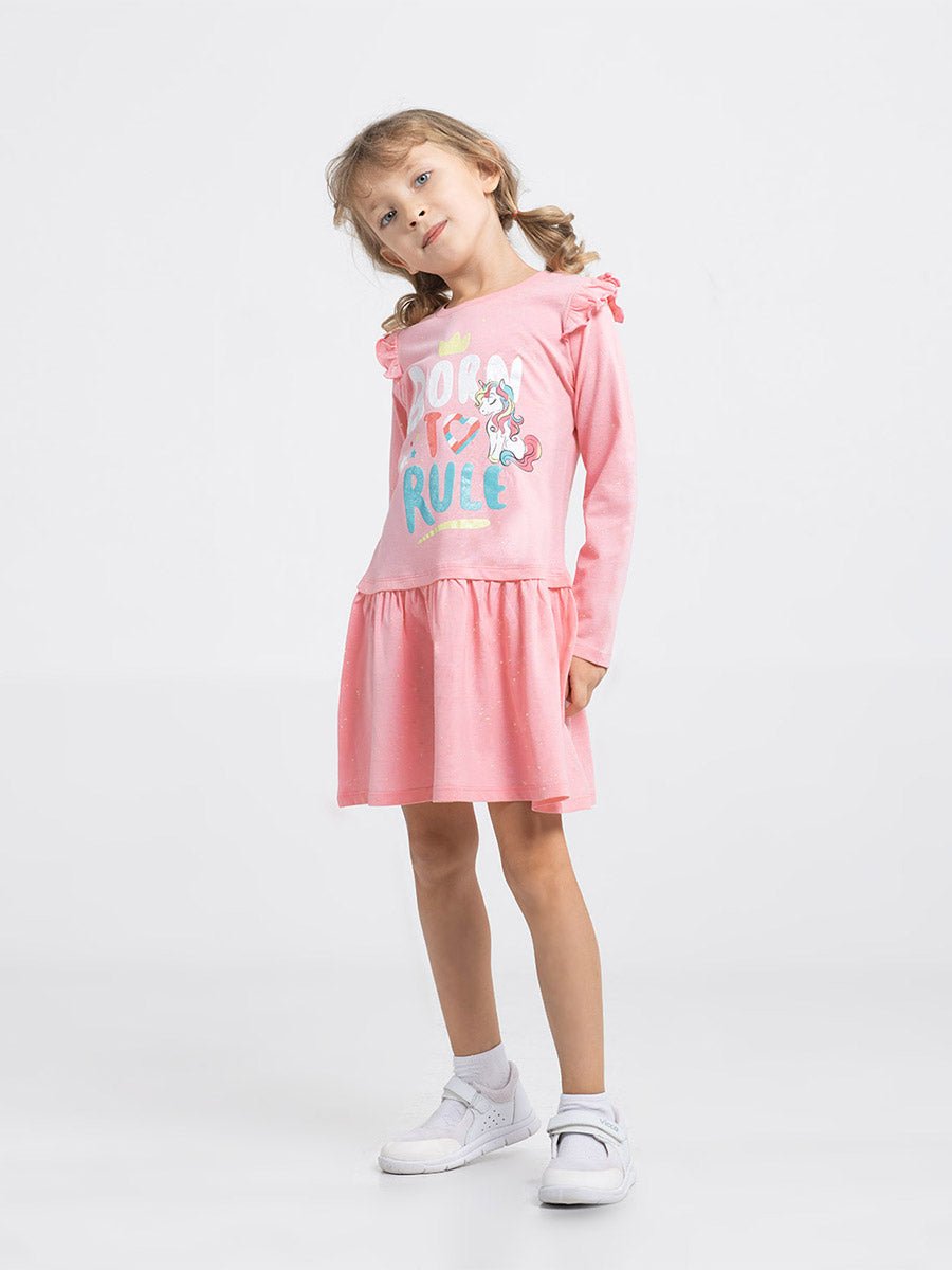 Girls Pink Dress with Born to Rule Print