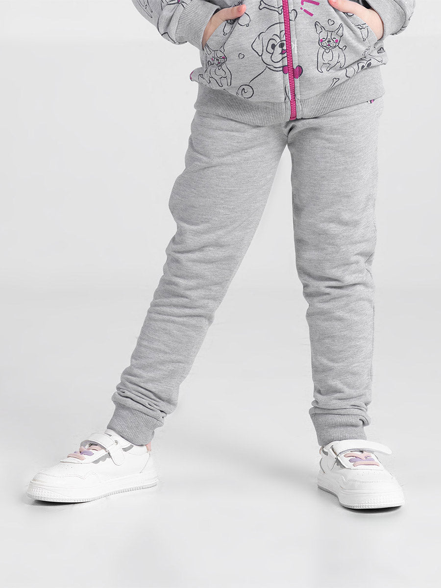 Girls Grey Pants with Sunshine Embroidery