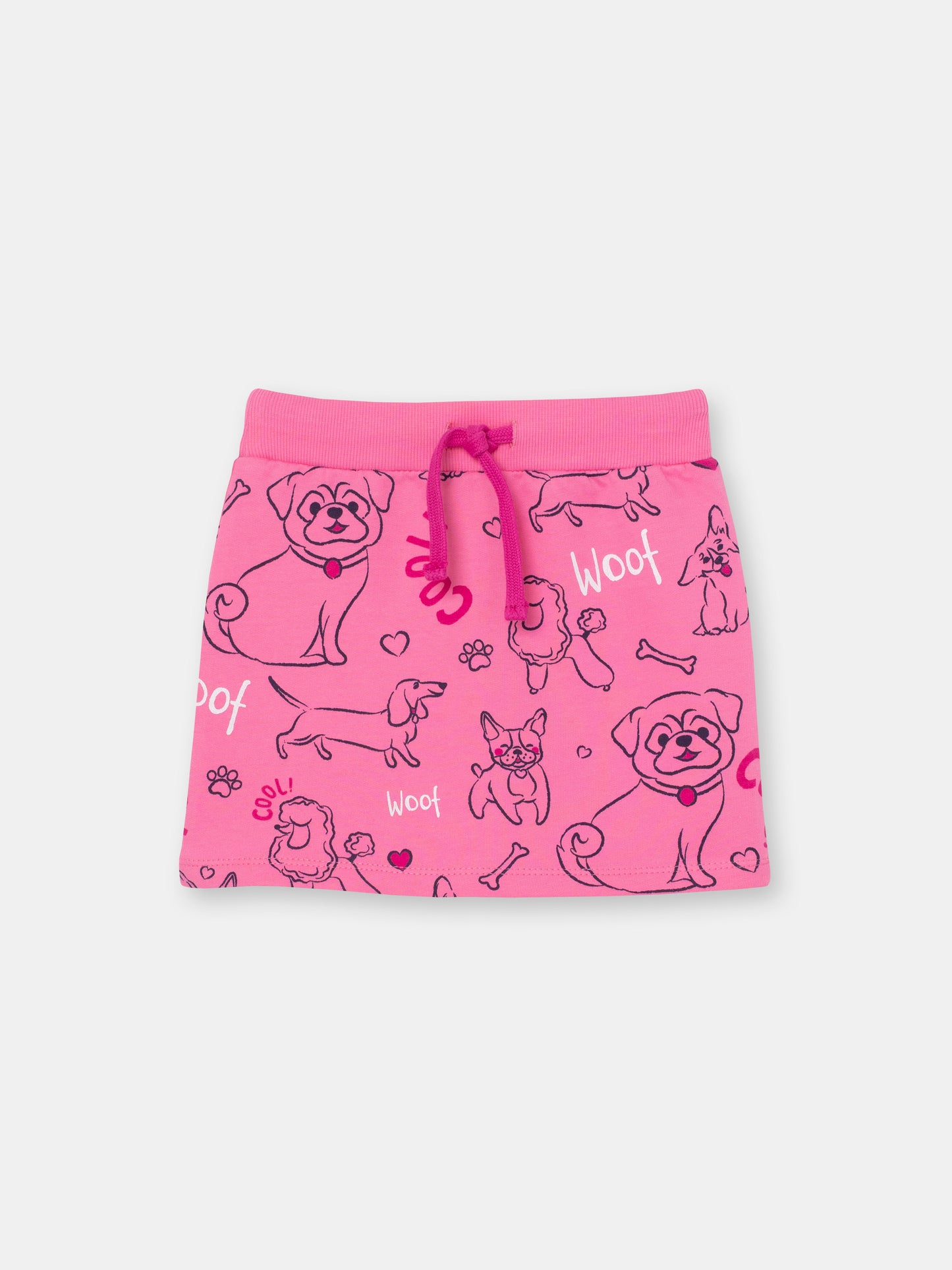 Girl Raspberry Skirt with Puppies Print