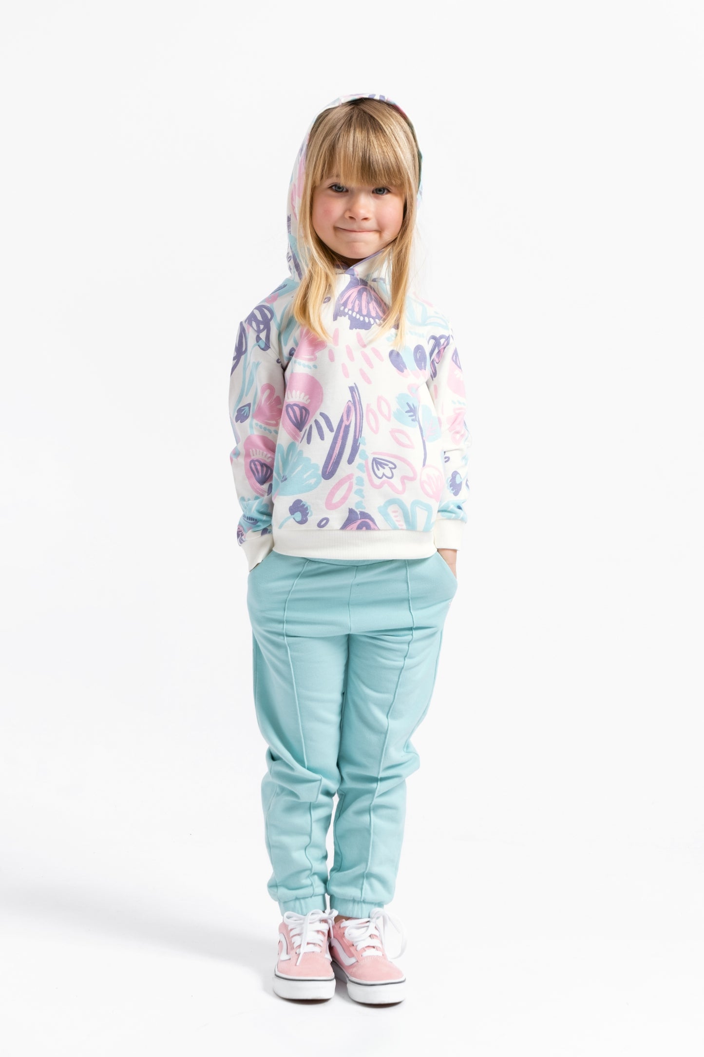 Cherubino "All-Day Comfort" Enchanting Watercolor Floral Hoodie for Girls