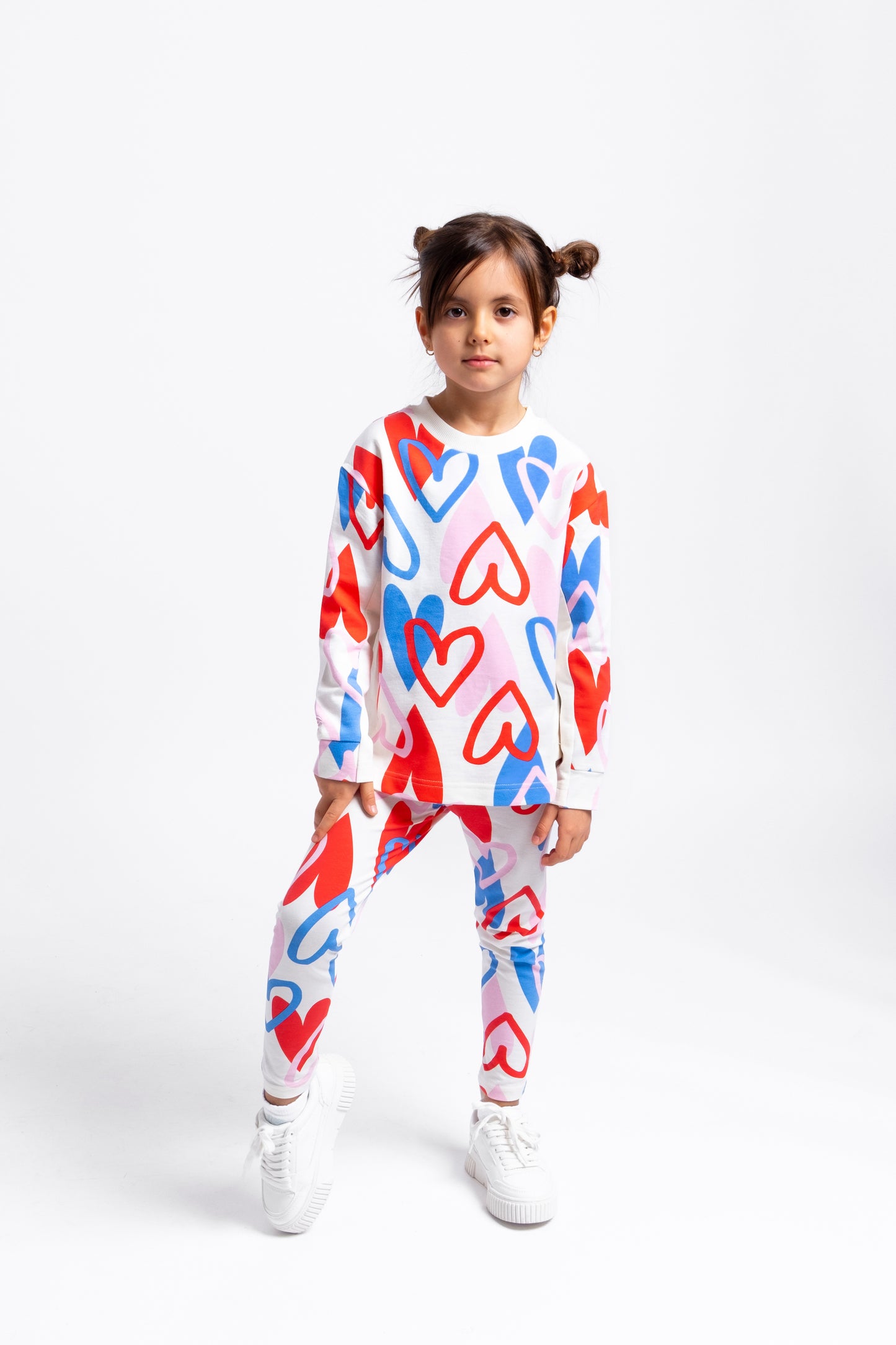 Patterened Long Sleeve Top (in Heart Graffiti) - Multicolor