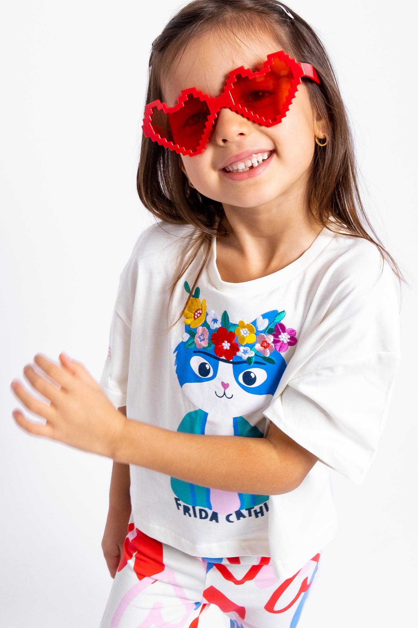 Cherubino "Frida Cathlo" Embroidered T-Shirt for Girls