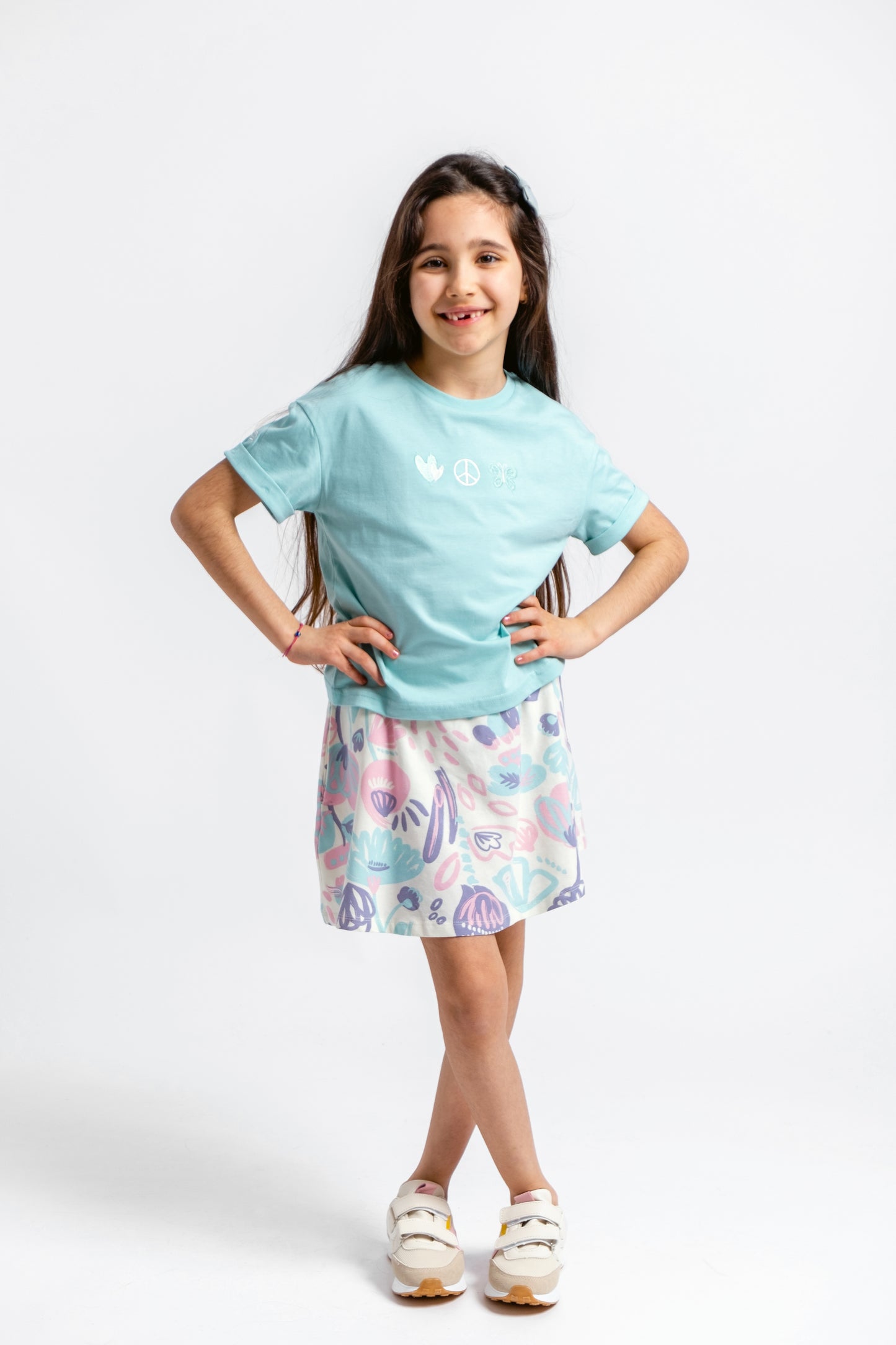 Cherubino "Playful Twirl" Watercolor Floral Skort for Girls