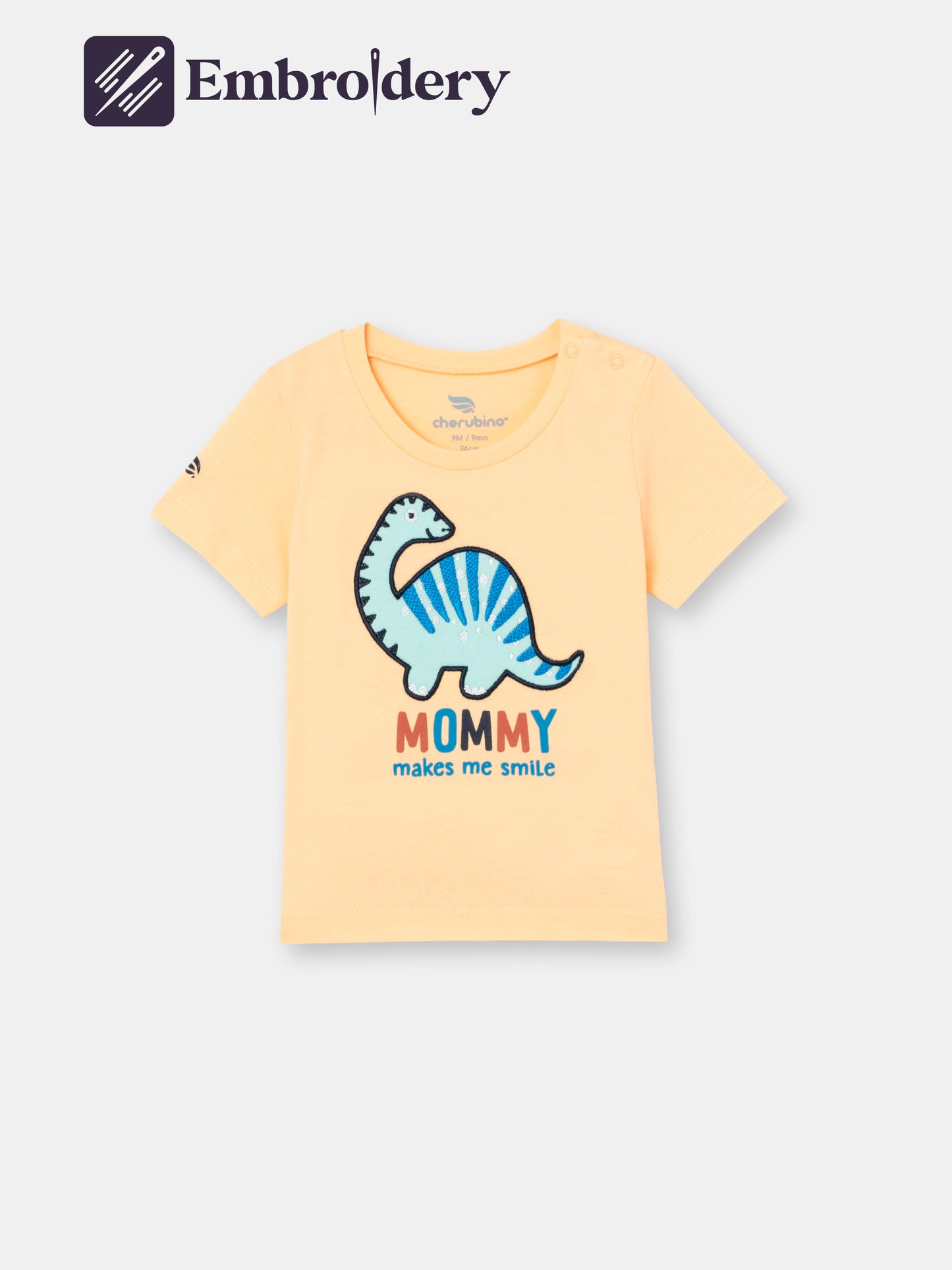 Mommy's Little Dino Short Sleeve T-Shirt for Babies - Yellow