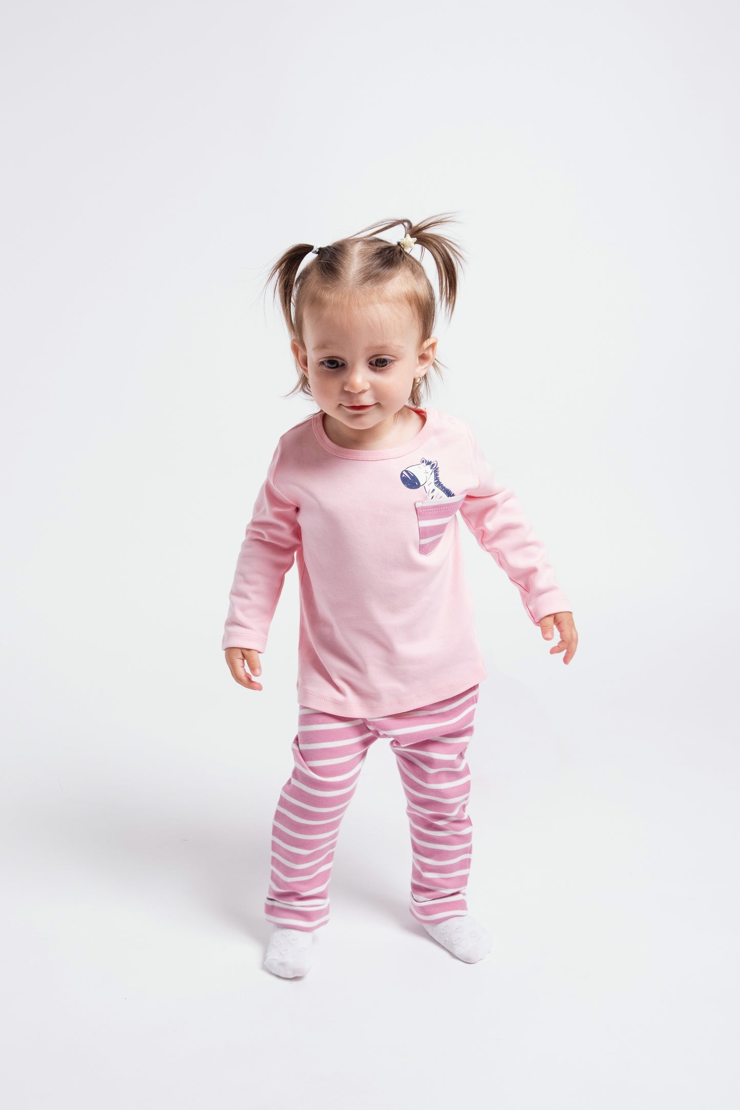 Two Piece Long Sleeve Top & Pant Set - Pink