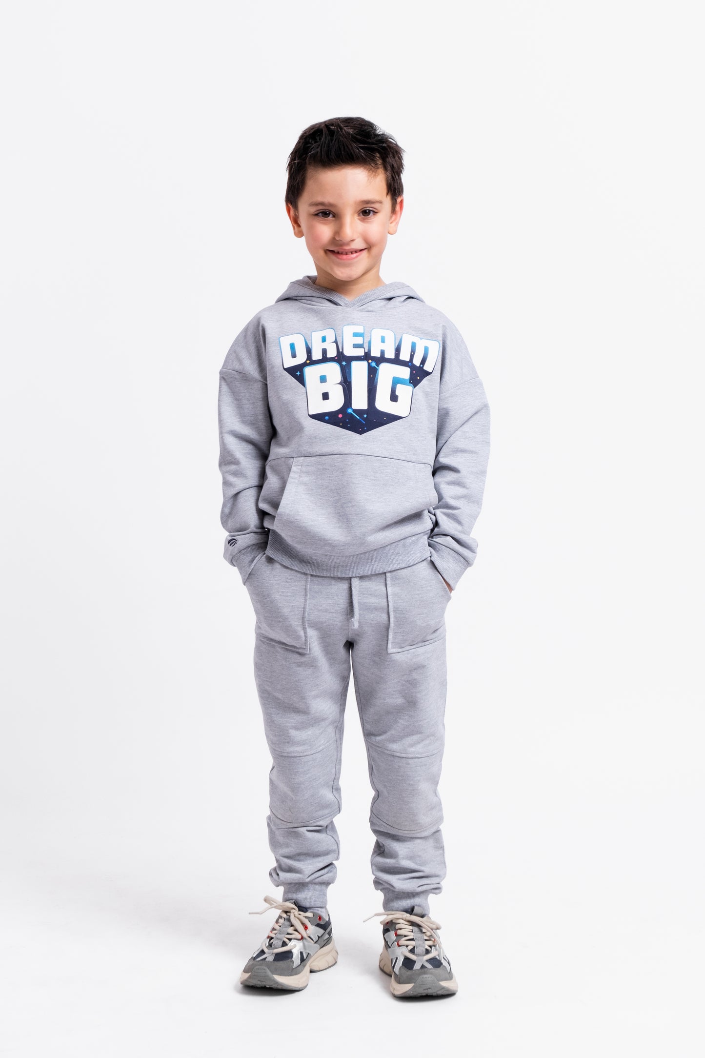 Hoodie Sweatshirt with (Dream Big) Glow-in-the-Dark Phrase - Grey