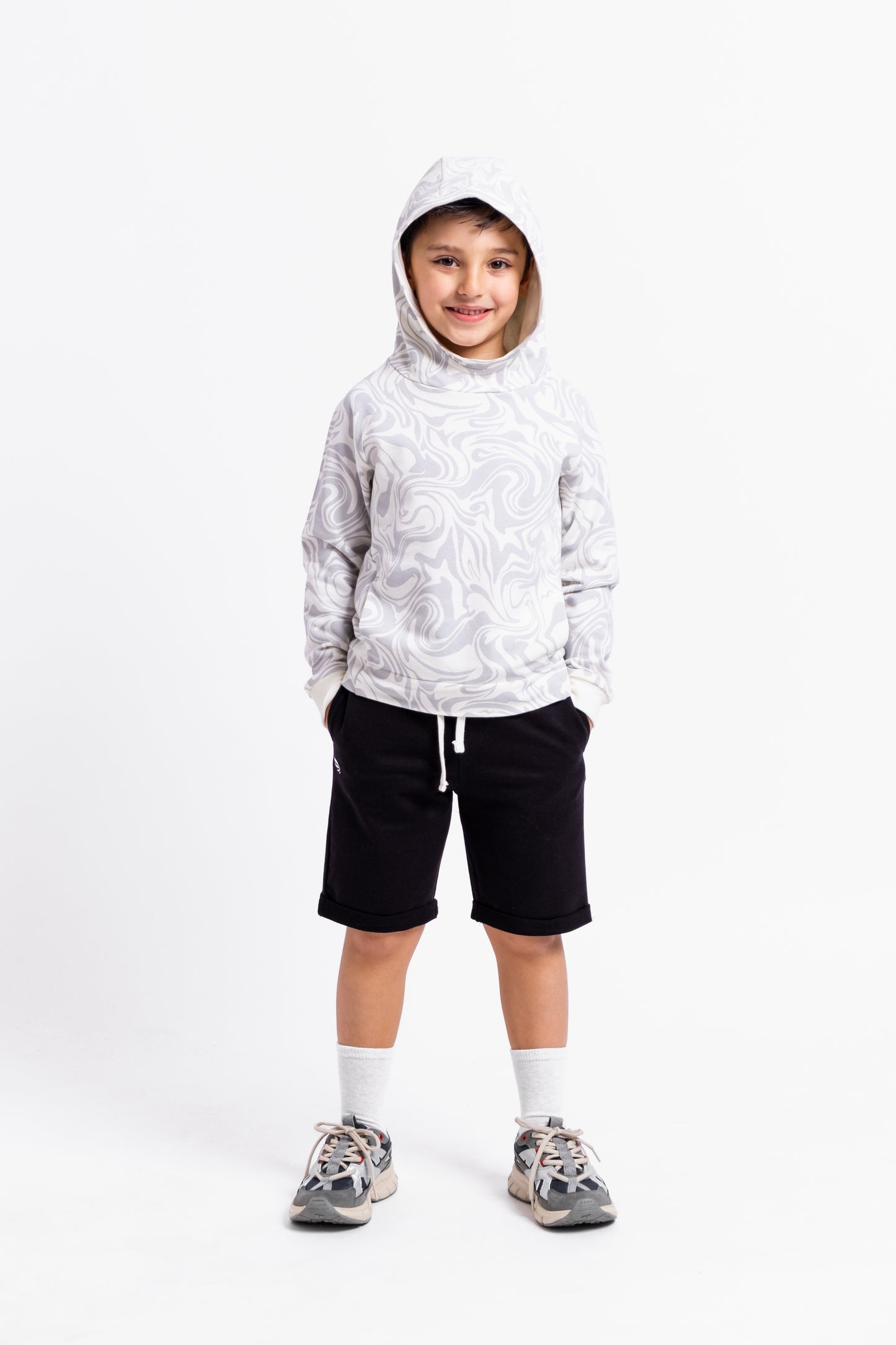 Hoodie Sweatshirt in (Galaxy) Pattern - White