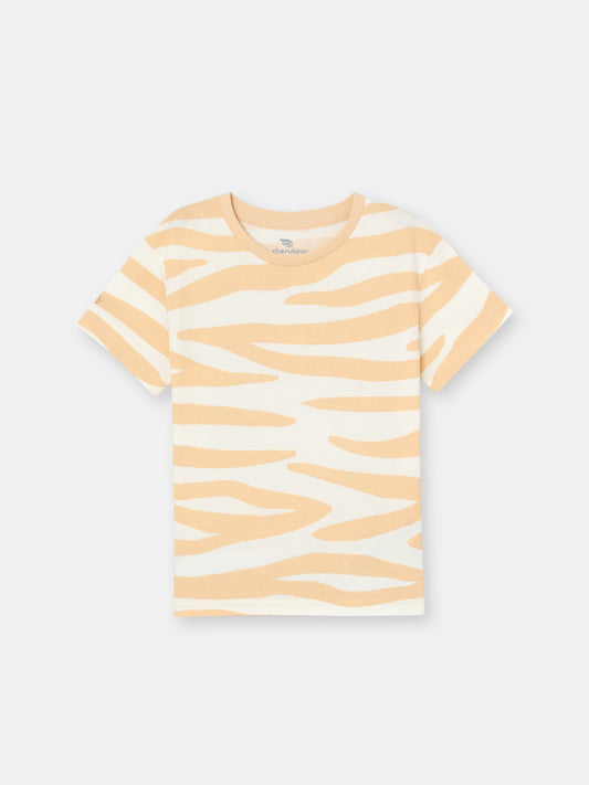 Short Sleeve T-Shirt in (Neutral Zebra) Pattern - Ecru