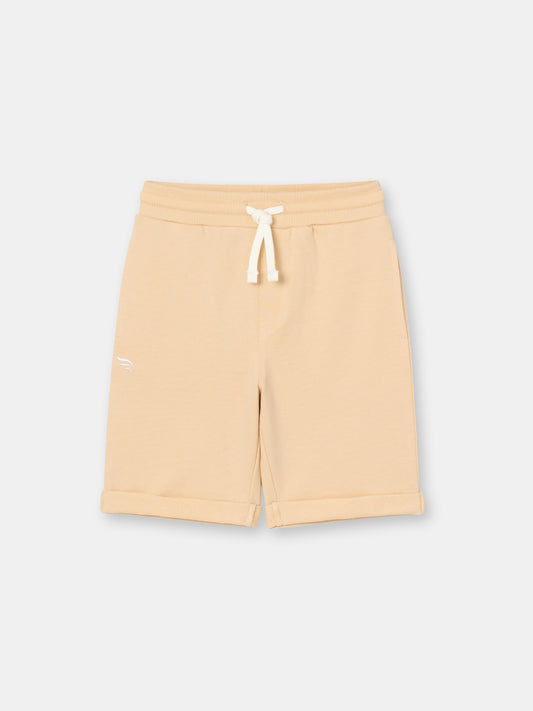 Solid Pocket Shorts with Drawstring Waistband - Brown