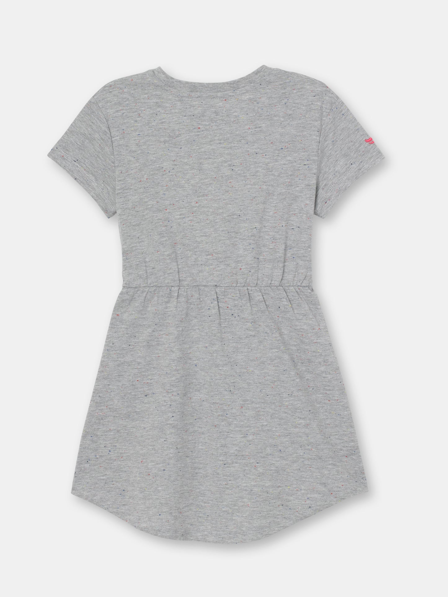 Short Sleeve Dress with Phrase Graphic - Grey