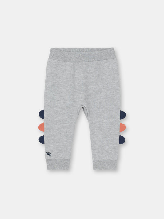 Roarsome Dino Joggers for Toddlers - Light Grey Melange