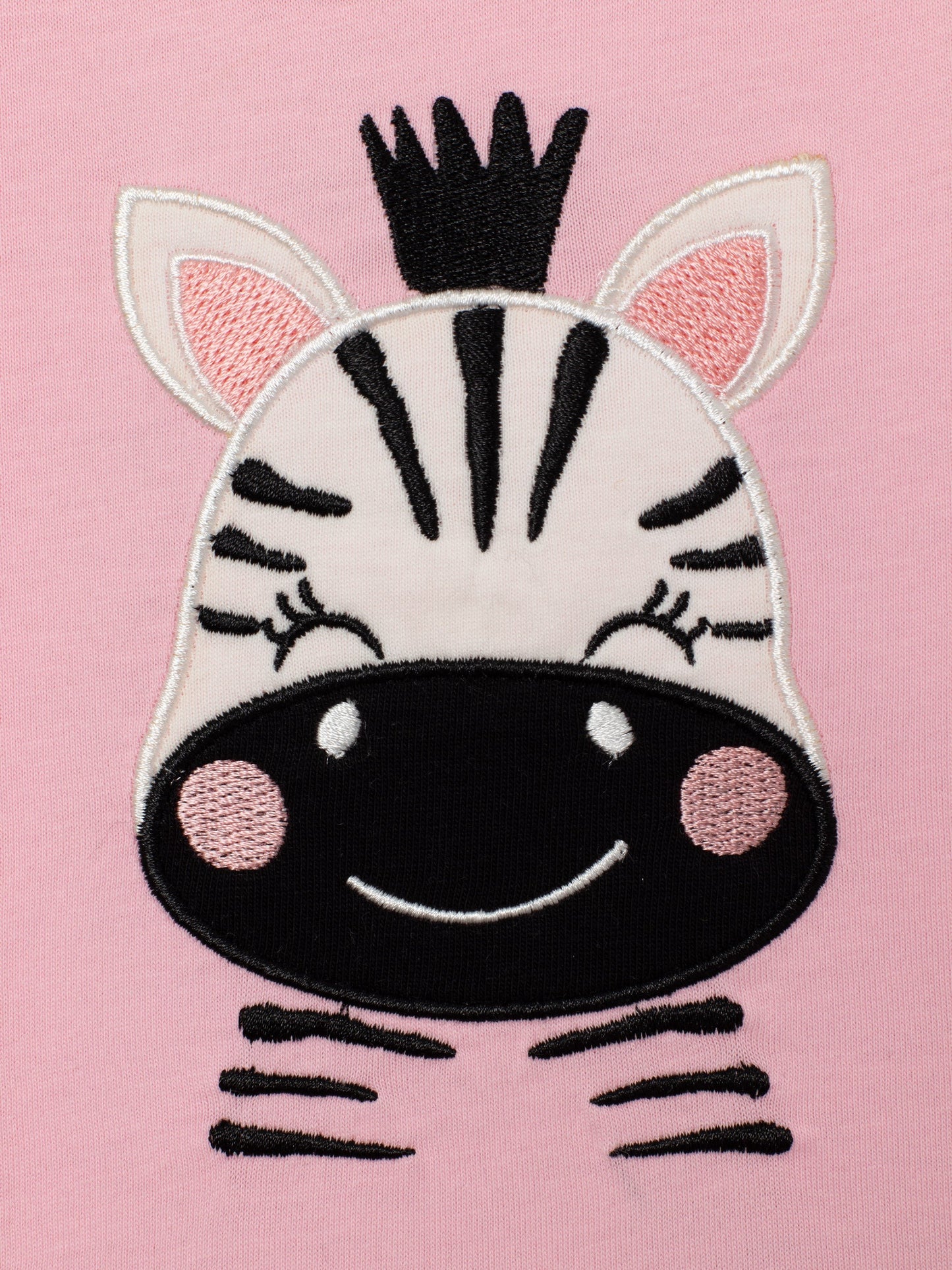 Short Sleeve T-Shirt with (Zebra) Patch Embellishment - Pink