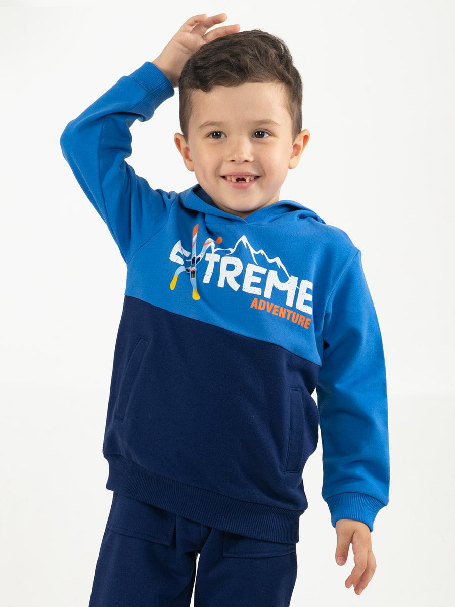 CWKB 62865-42-287 - Cherubino boys dark blue hoodie with extreme adventure print - model1