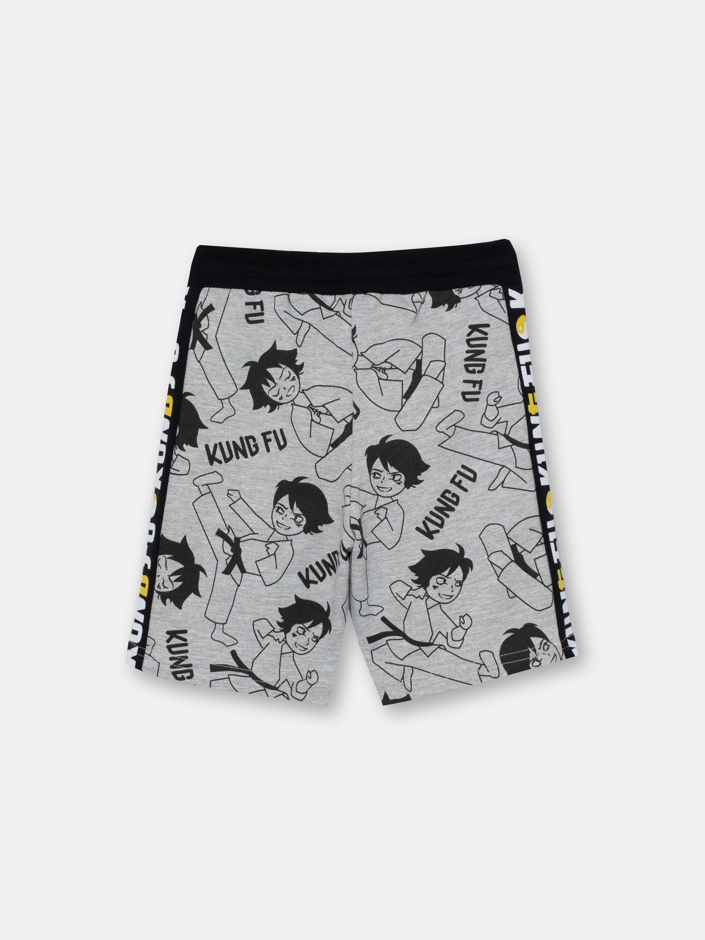 CWKB 70074-11-283 - Cherubino boys light grey melange shorts with kung fu print - back