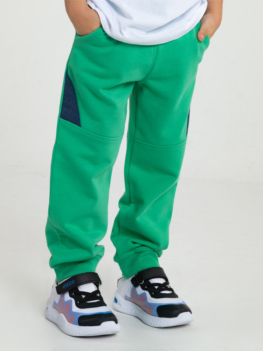 CWKB 70104-37-287 - Cherubino boys green french terry pants - model1