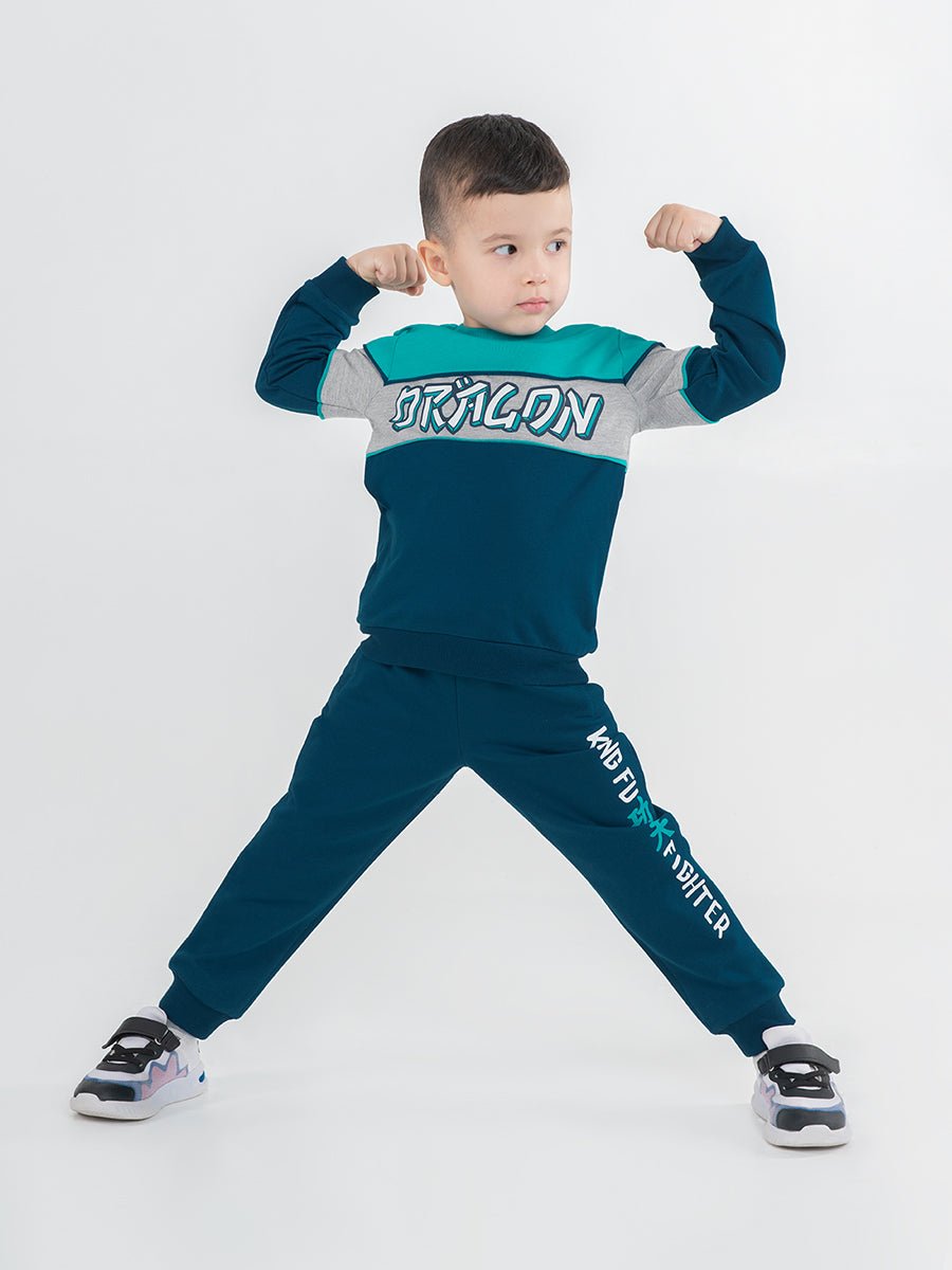 Boys Green Sweatshirt with Dragon Print