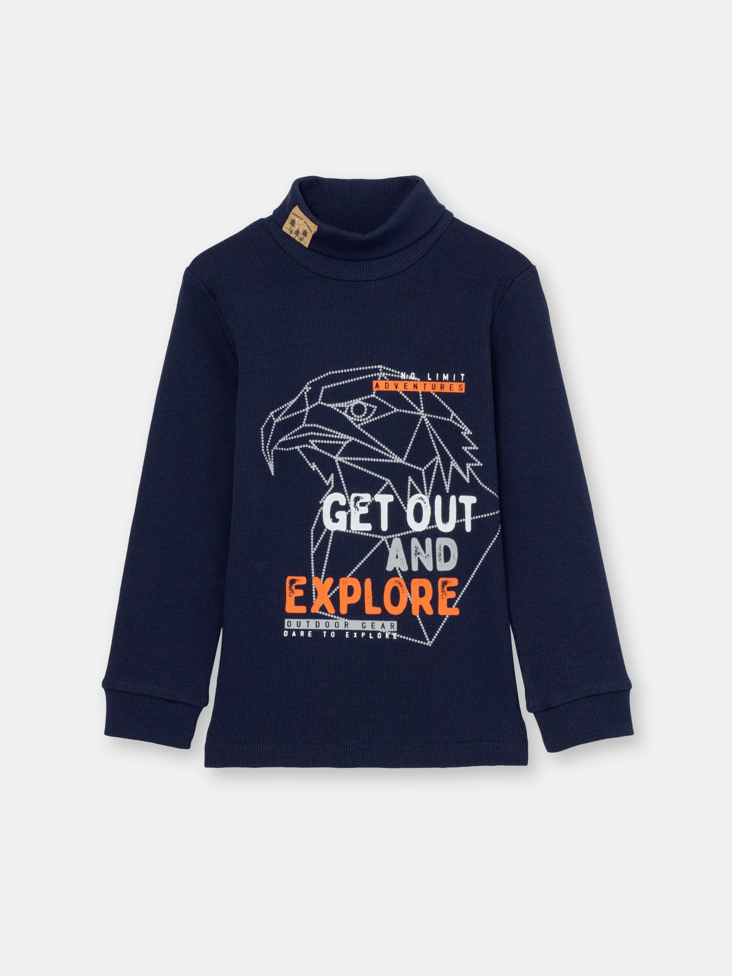 Boys Dark Blue Turtleneck with Explore Print
