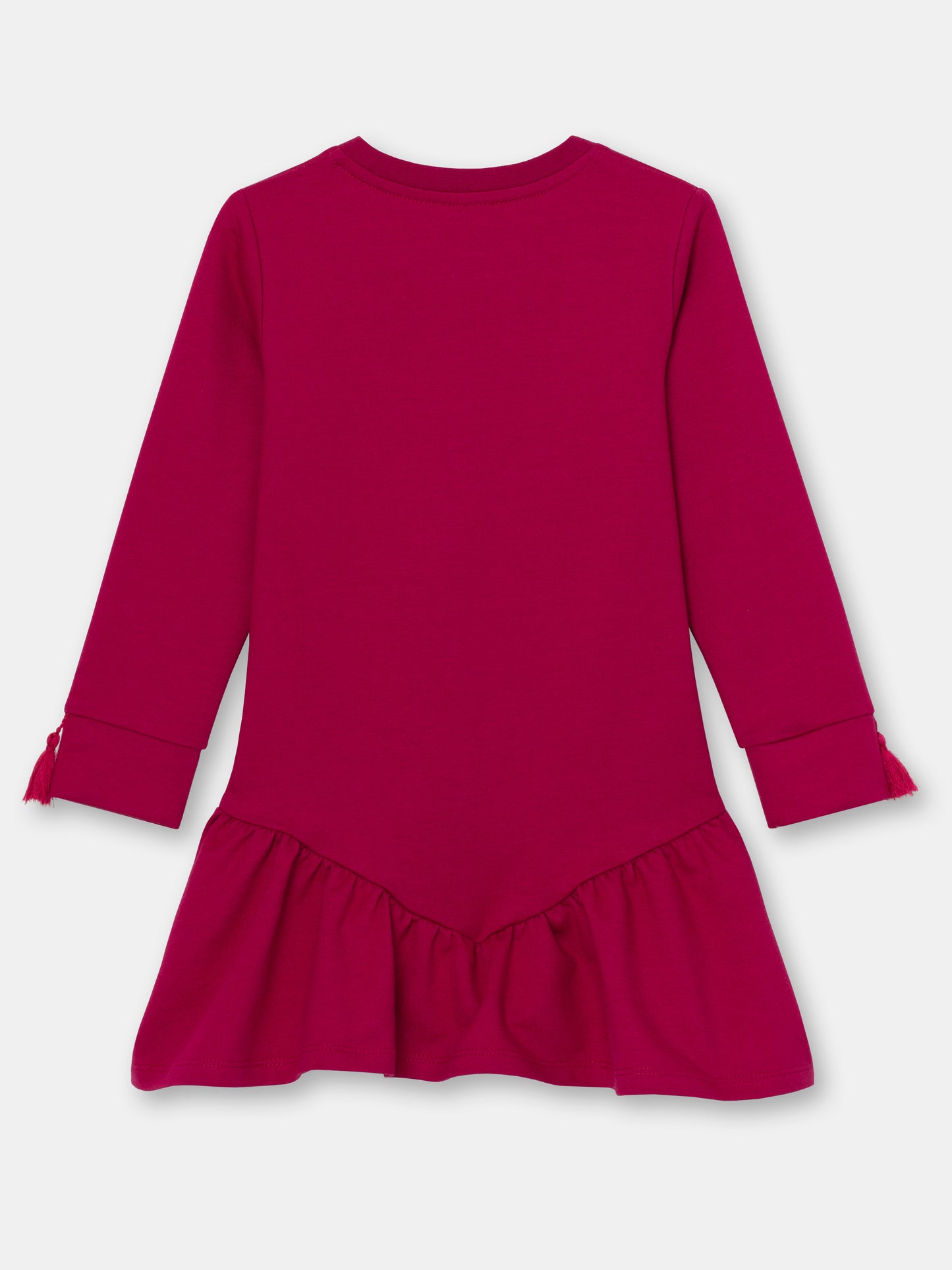 CWKG 62886-24-290 - Cherubino girls burgundy dress with flowers and butterflies print - back