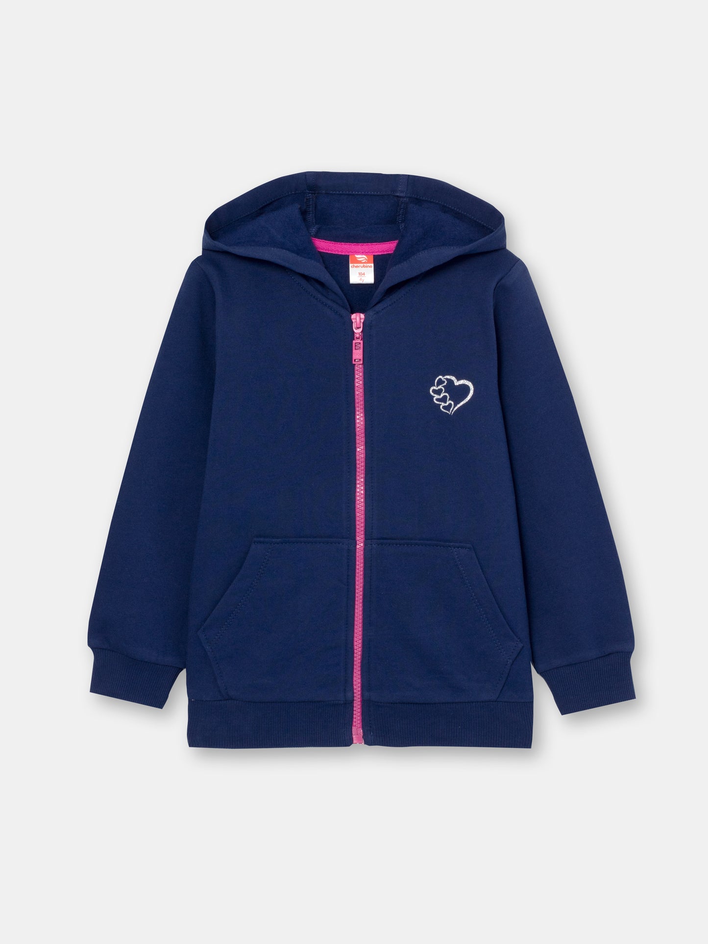 CWKG 62811-41-282 - Cherubino girls dark blue hoodie with sparkling unicorn print - front