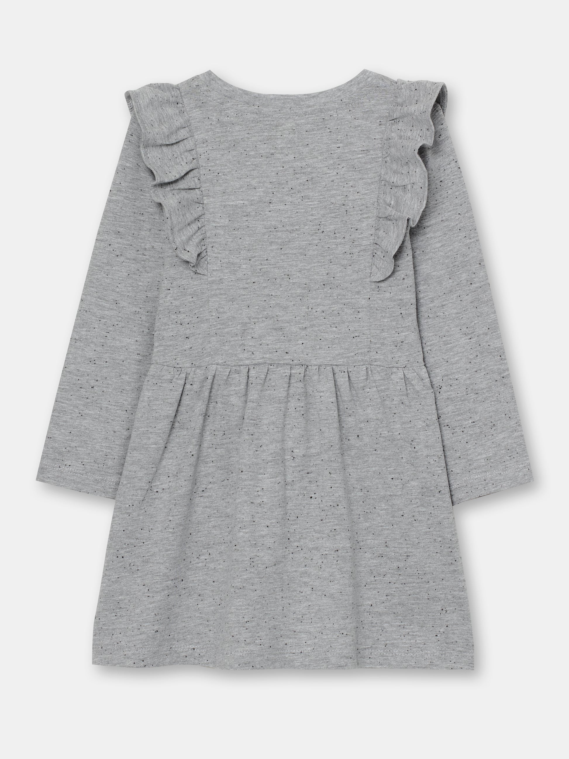 CWKG 62888-11-290 - Cherubino girls light grey melange dress with rule the world print - back