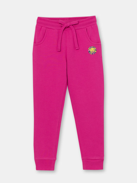 CWKG 70072-46-282 - Cherubino girls raspberry pants with sunshine embroidery - front