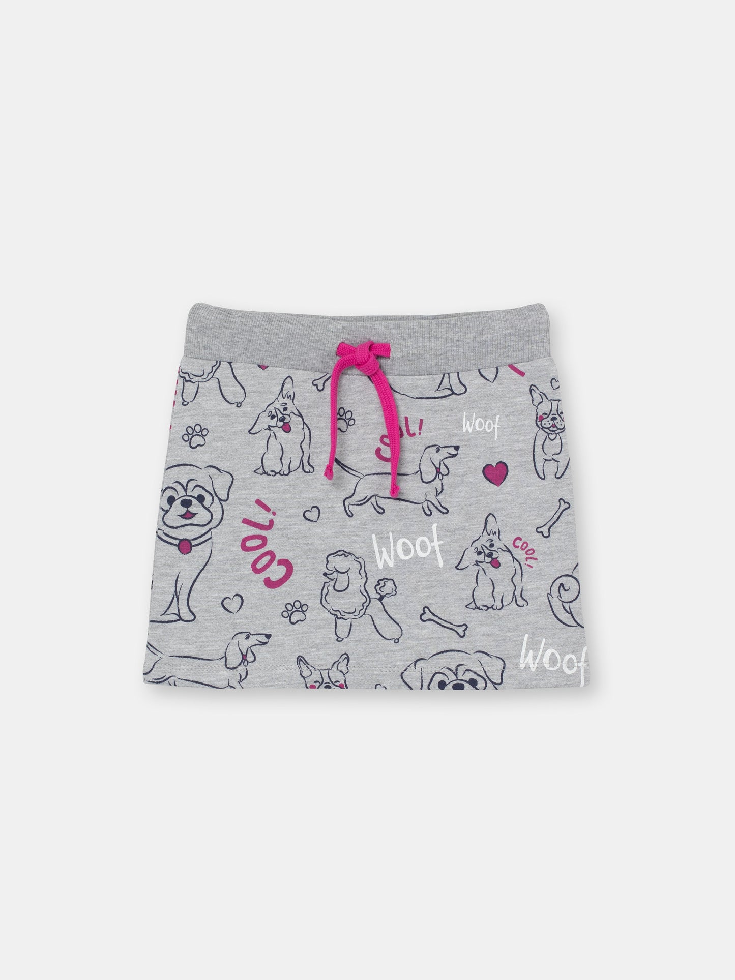 Girl Grey Skirt with Puppies Print