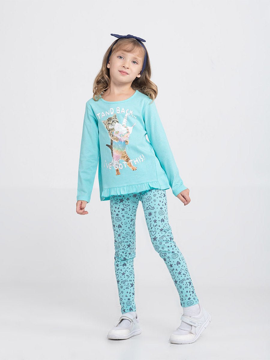 Girl Atlantis Leggings with Funny Doodles Print