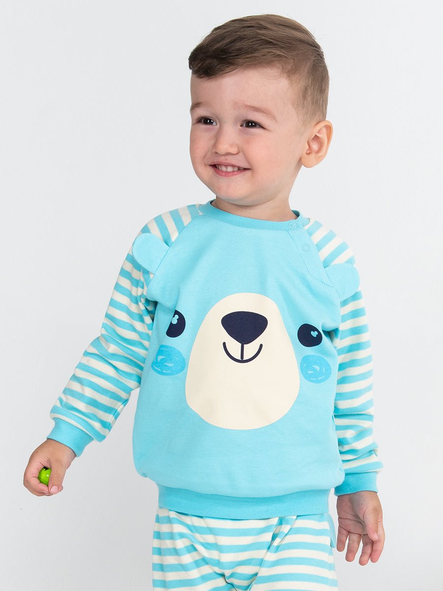 CWNB 62832-43-285 - Cherubino baby boys atlantis sweatshirt with bear face print - model1