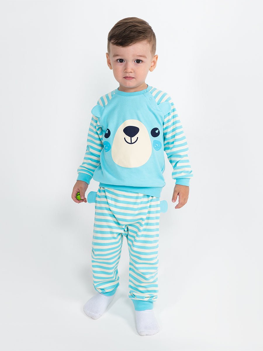 CWNB 70081-43-285 - Cherubino newborn baby boys atlantis pants with bear face print - model2