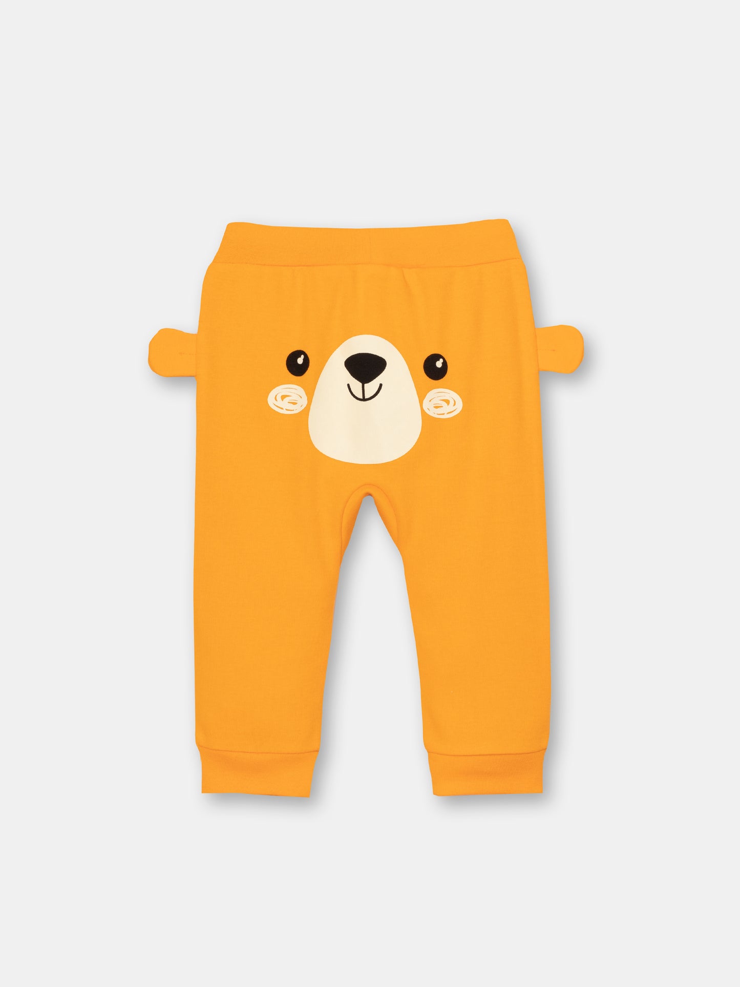 CWNB 70081-29-285 - Cherubino newborn baby boys orange pants with bear face print - back