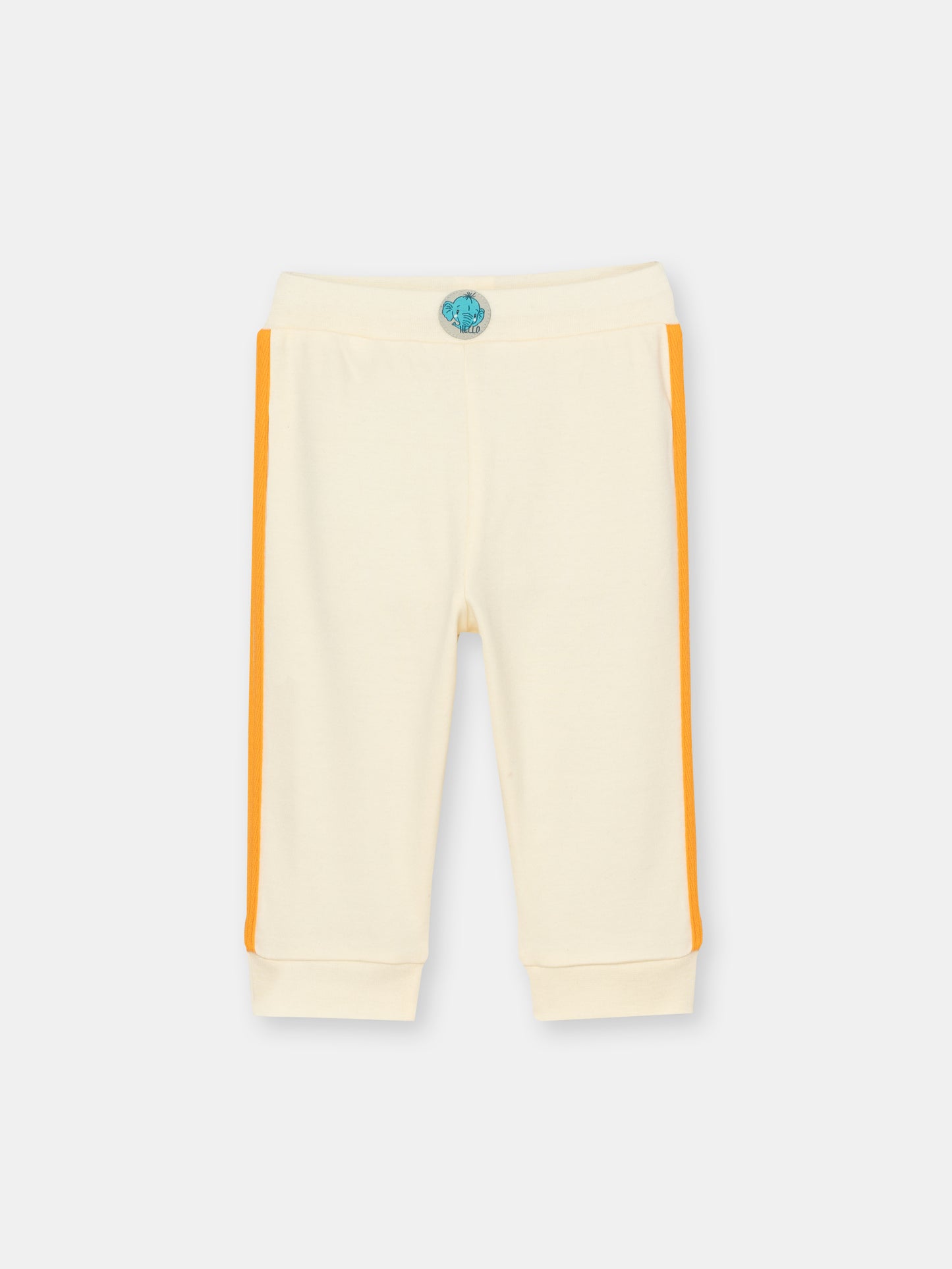 CWNB 70082-21-285 - Cherubino newborn baby boys ecru pants with hello elefunto embroidery - front