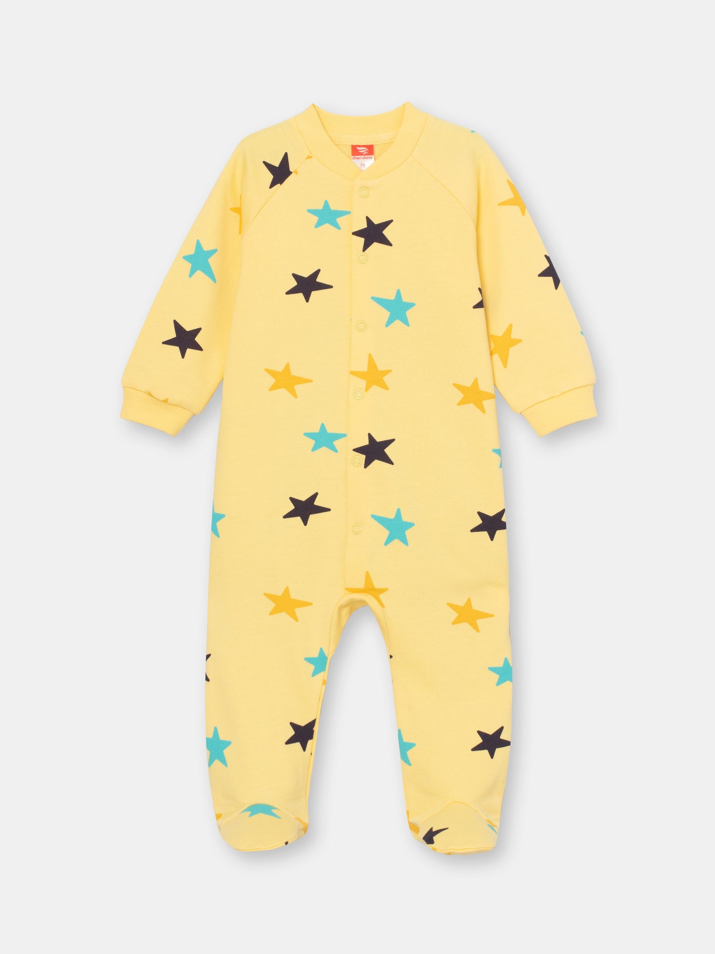 Newborn Baby Boys Yellow Bodysuit with Stars Print