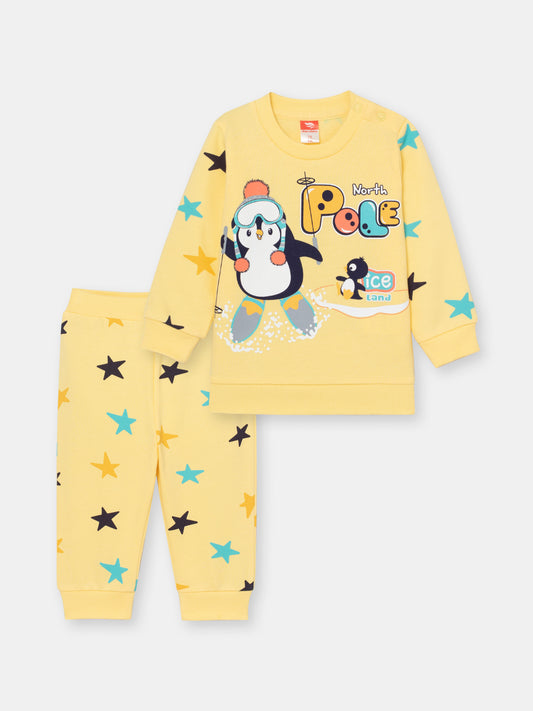 Baby Boys Yellow Two-Piece Set with North Pole Print