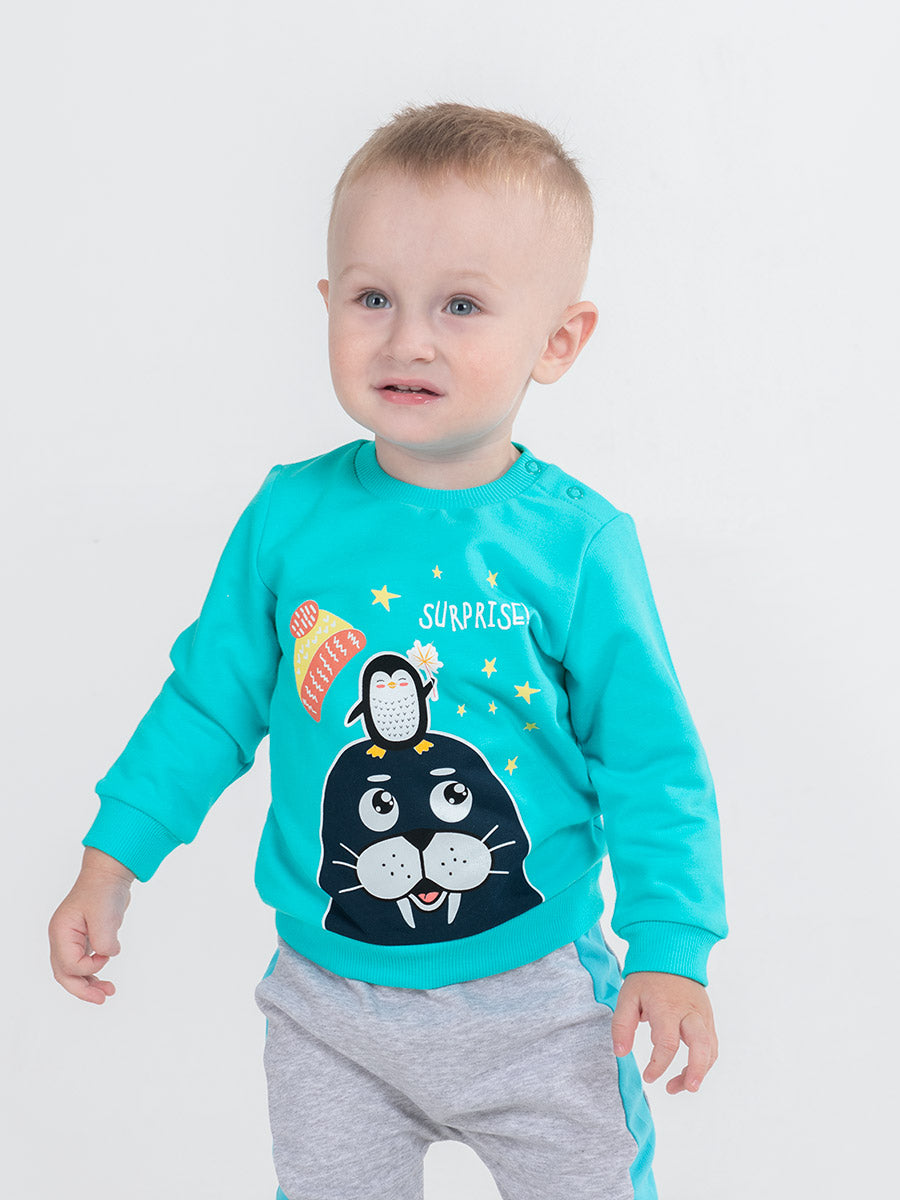 Baby Boys Atlantis Sweatshirt with Walrus Surprise Print